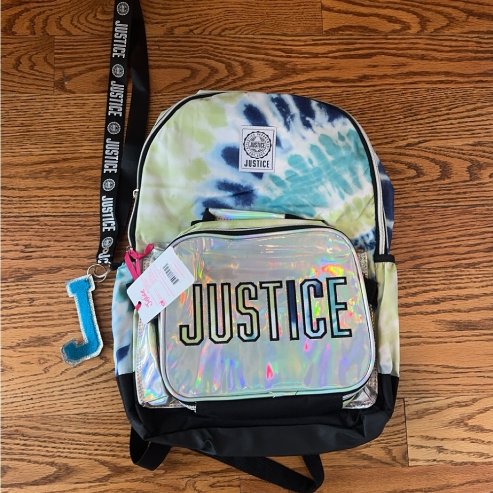 Justice Backpack and lunchbox detachable letter J keychain